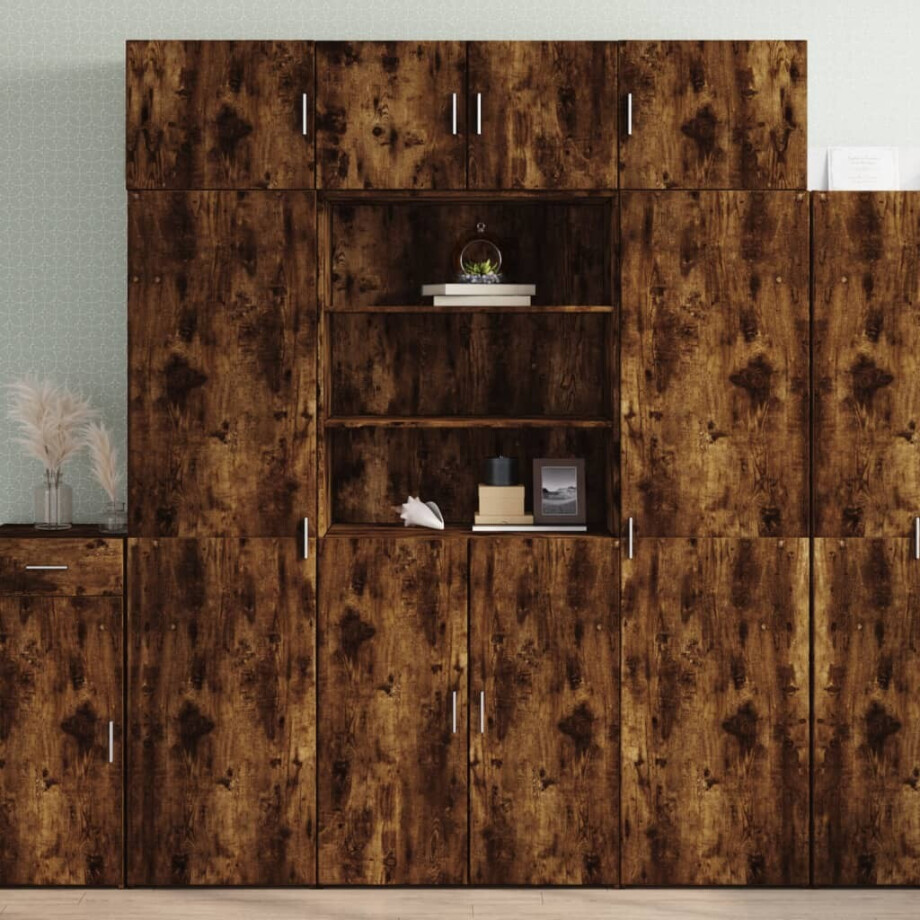 vidaXL Opbergkast 80x42,5x225 cm bewerkt hout gerookt eikenkleur afbeelding 1