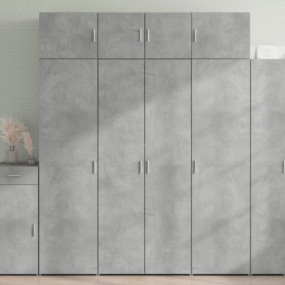vidaXL Opbergkast 80x42,5x225 cm bewerkt hout betongrijs afbeelding 1