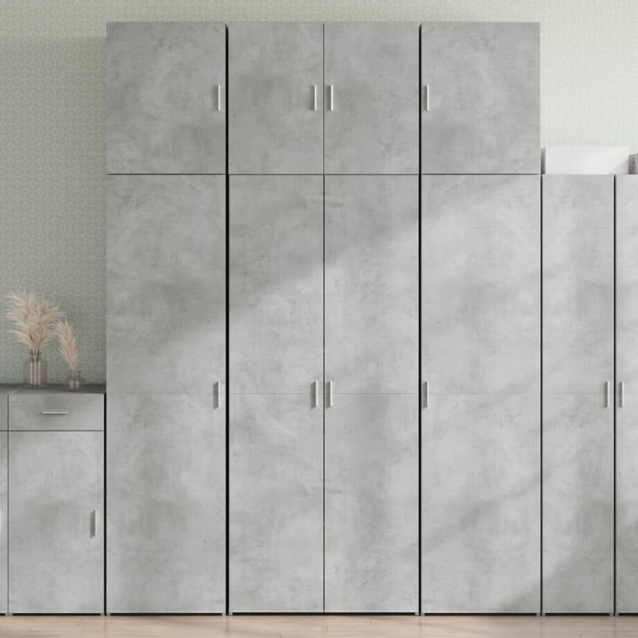 vidaXL Hoge kast 80x42,5x249 cm bewerkt hout betongrijs vidaXL Hoge kast 80x42,5x249 cm bewerkt hout betongrijs afbeelding 1