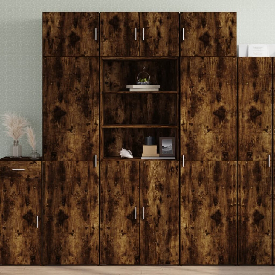 vidaXL Hoge kast 70x42,5x185 cm bewerkt hout gerookt eikenkleurig afbeelding 1