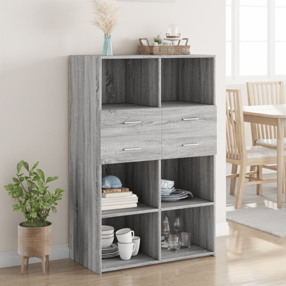 vidaXL Hoge kast 80x42,5x124 cm bewerkt hout grijs sonoma eikenkleurig vidaXL Hoge kast 80x42,5x124 cm bewerkt hout grijs sonoma eikenkleurig afbeelding 1