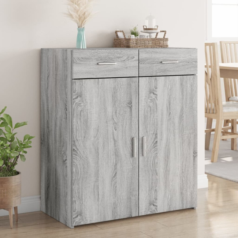 vidaXL Dressoir 80x42,5x93 cm bewerkt hout grijs sonoma eikenkleurig vidaXL Dressoir 80x42,5x93 cm bewerkt hout grijs sonoma eikenkleurig afbeelding 1