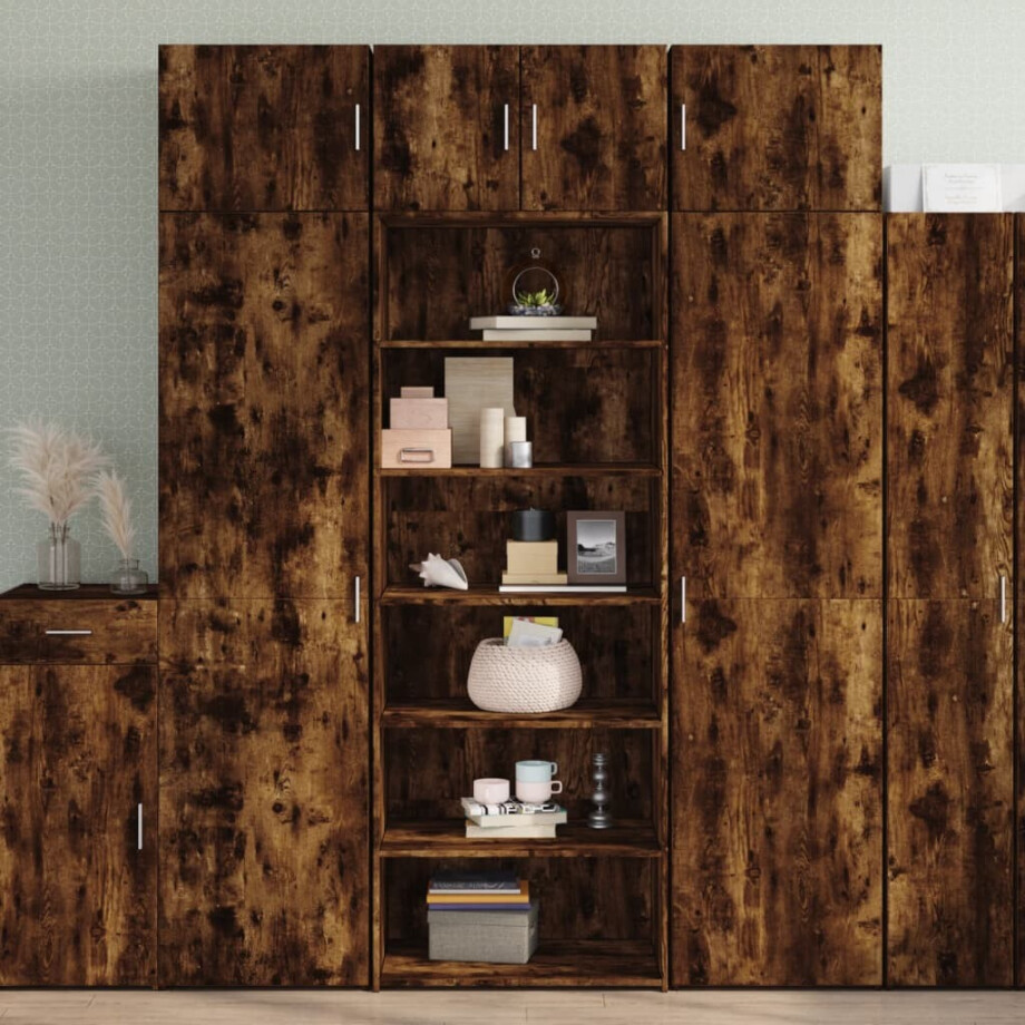 vidaXL Hoge kast 70x41x185 cm bewerkt hout gerookt eikenkleurig afbeelding 1