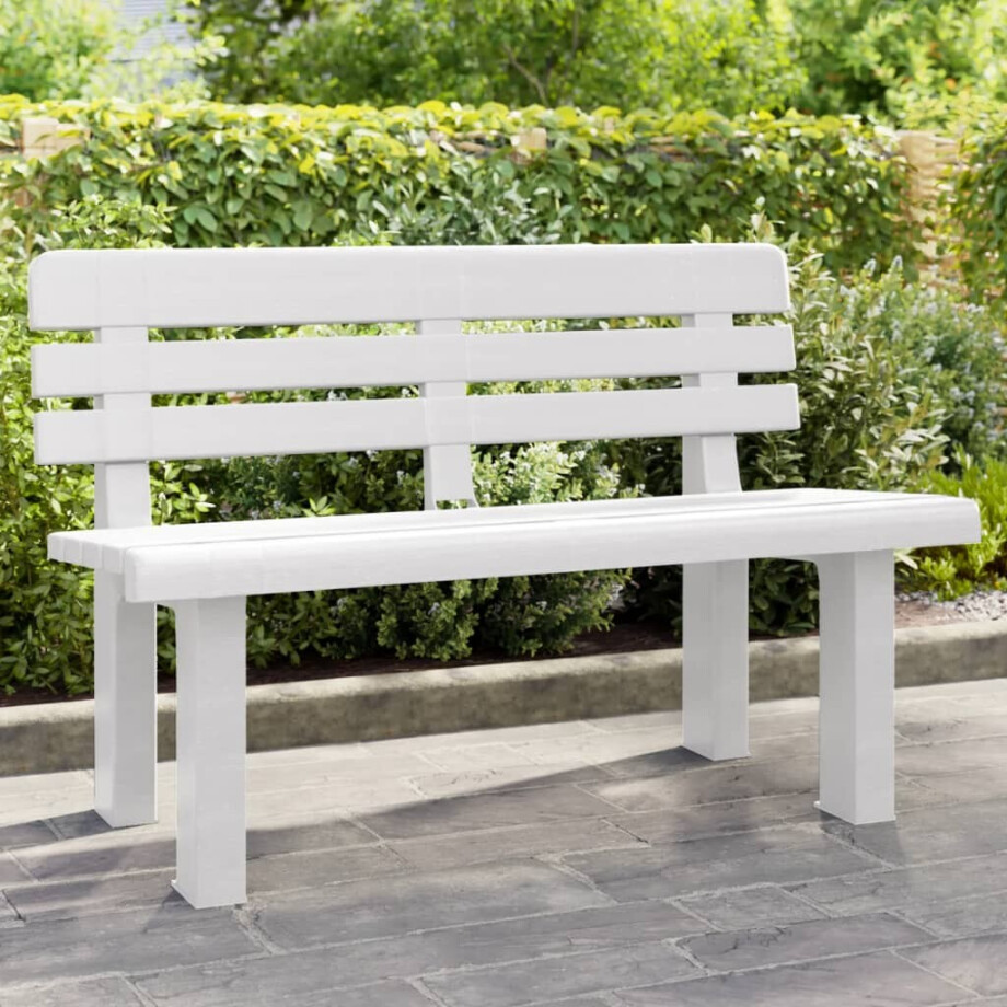 vidaXL Tuinbankje 110x52x71 cm polypropeen wit afbeelding 1