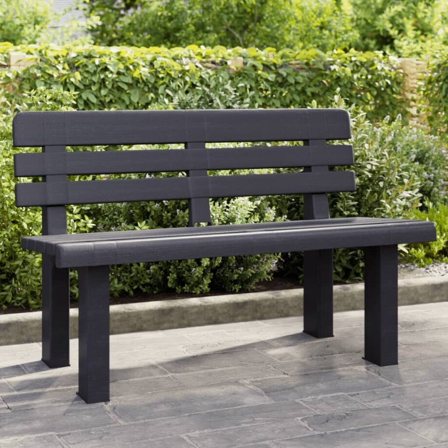 vidaXL Tuinbankje 110x52x71 cm polypropeen antracietkleurig afbeelding 1