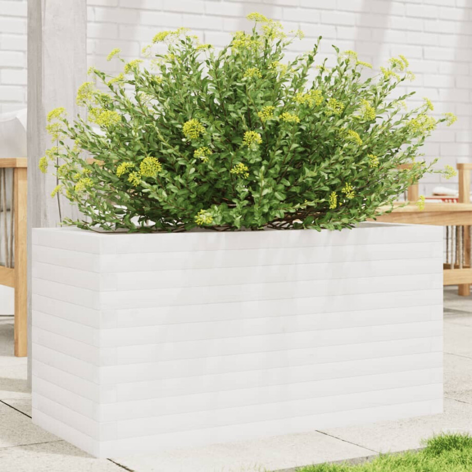 vidaXL Plantenbak 90x40x45,5 cm massief grenenhout wit afbeelding 1