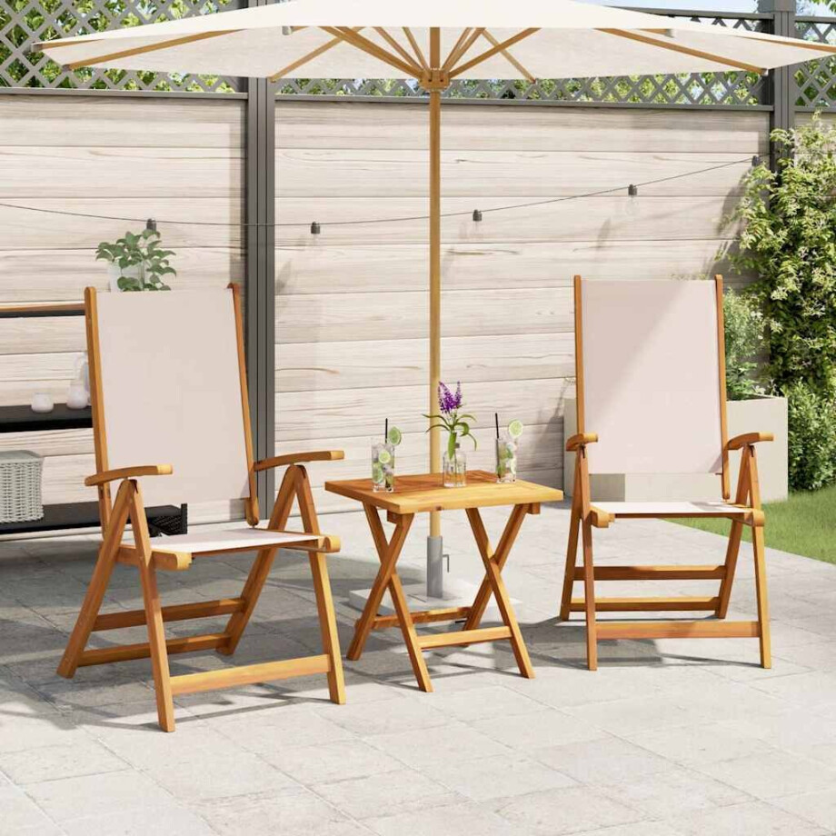 vidaXL Tuinstoelen inklapbaar 2 st massief acaciahout en textileen vidaXL Tuinstoelen inklapbaar 2 st massief acaciahout en textileen afbeelding 1