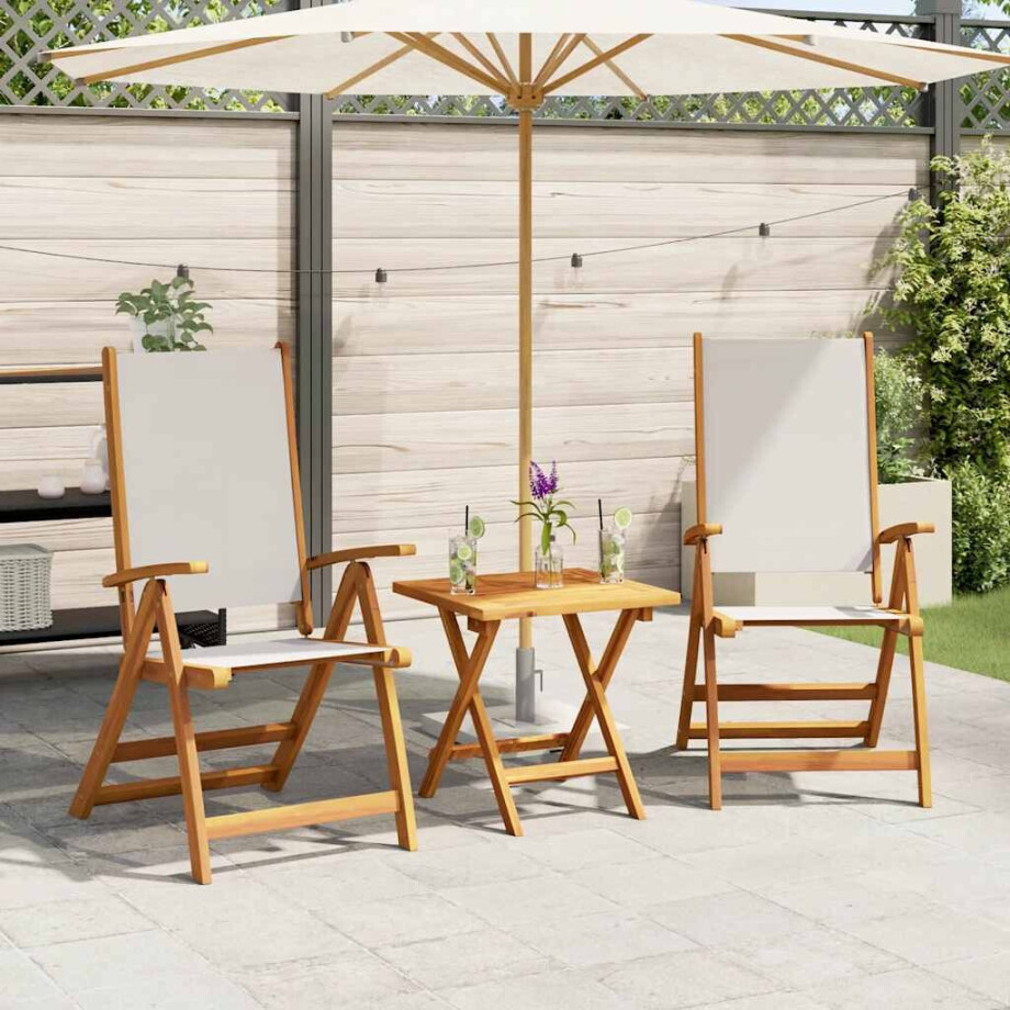 vidaXL Tuinstoelen inklapbaar 2 st massief acaciahout en textileen vidaXL Tuinstoelen inklapbaar 2 st massief acaciahout en textileen afbeelding 1