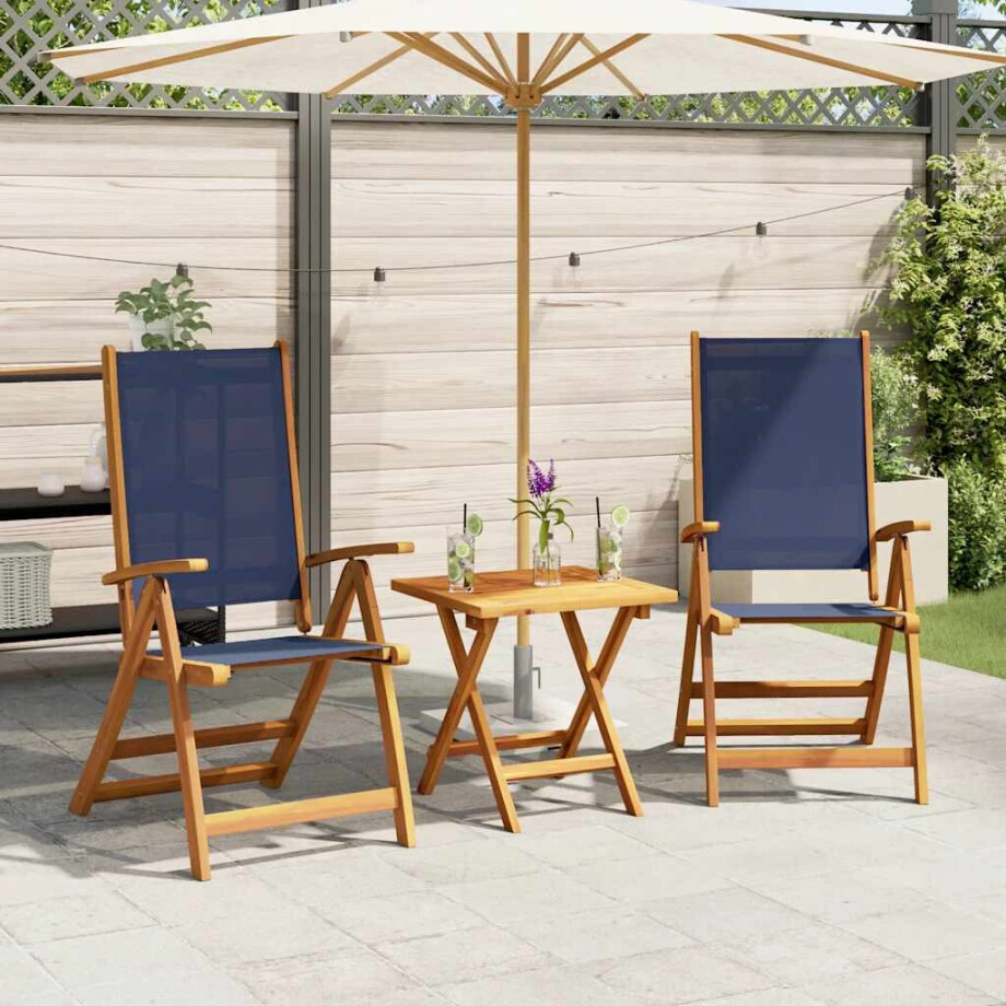 vidaXL Tuinstoelen inklapbaar 2 st massief acaciahout en textileen vidaXL Tuinstoelen inklapbaar 2 st massief acaciahout en textileen afbeelding 1