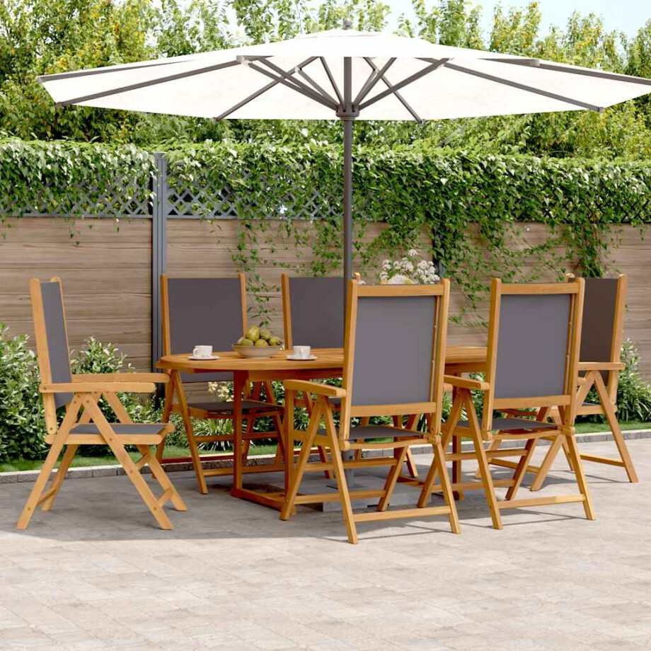 vidaXL 7-delige Tuinset massief hout en stof antracietkleurig afbeelding 1