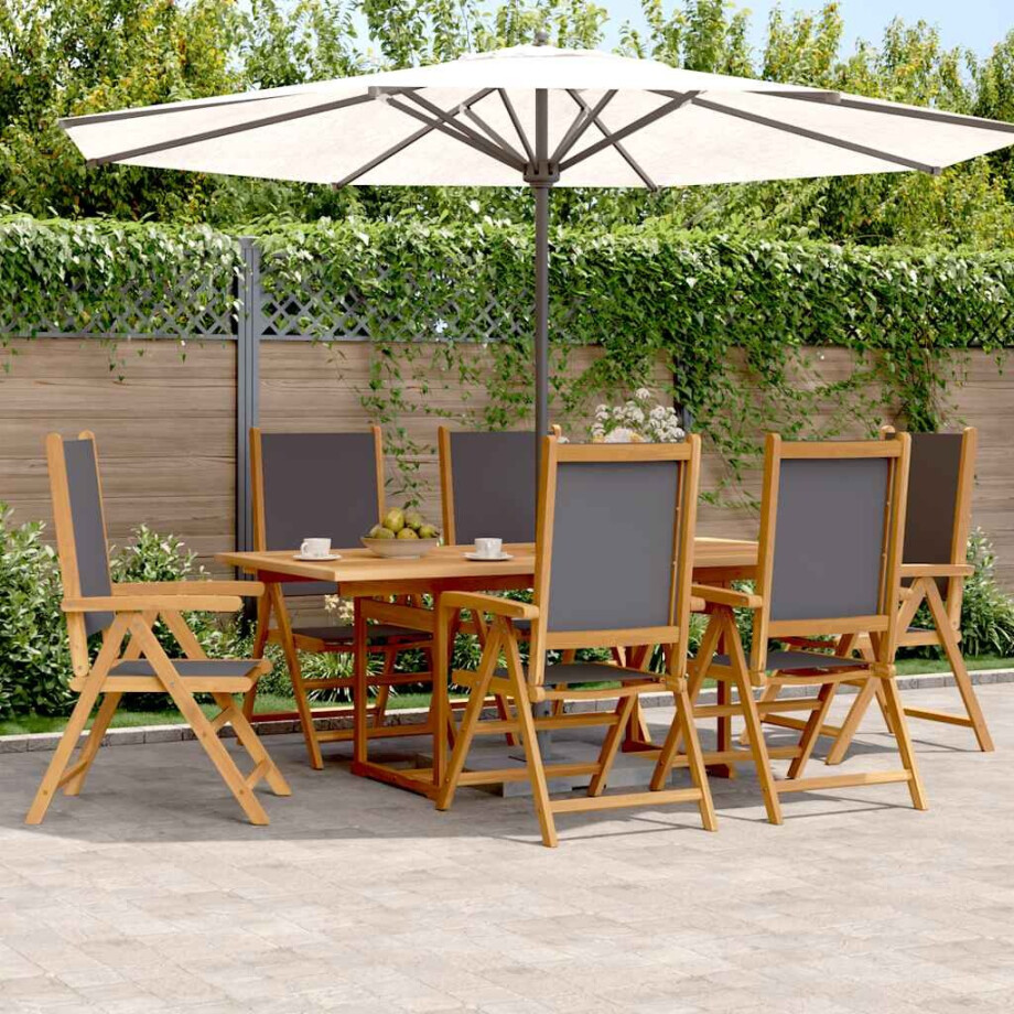 vidaXL 7-delige Tuinset massief hout en stof antracietkleurig afbeelding 1