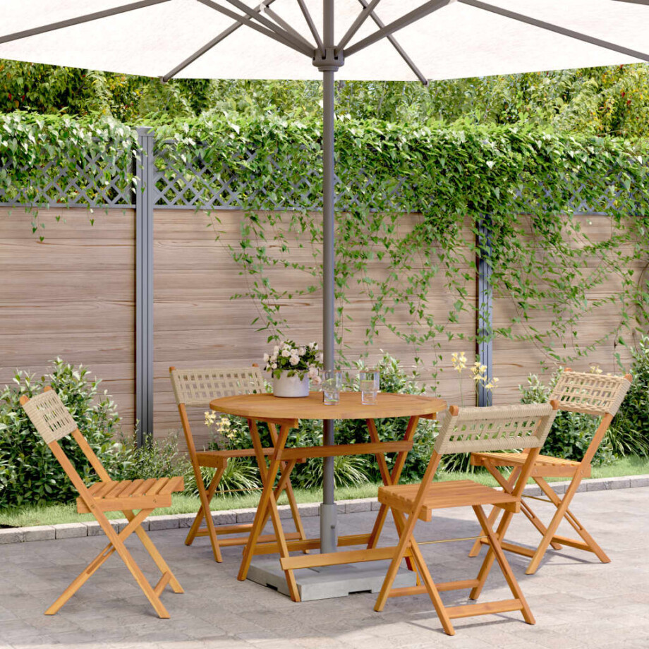 vidaXL 5-delige Tuinset poly rattan en massief hout beige vidaXL 5-delige Tuinset poly rattan en massief hout beige afbeelding 1