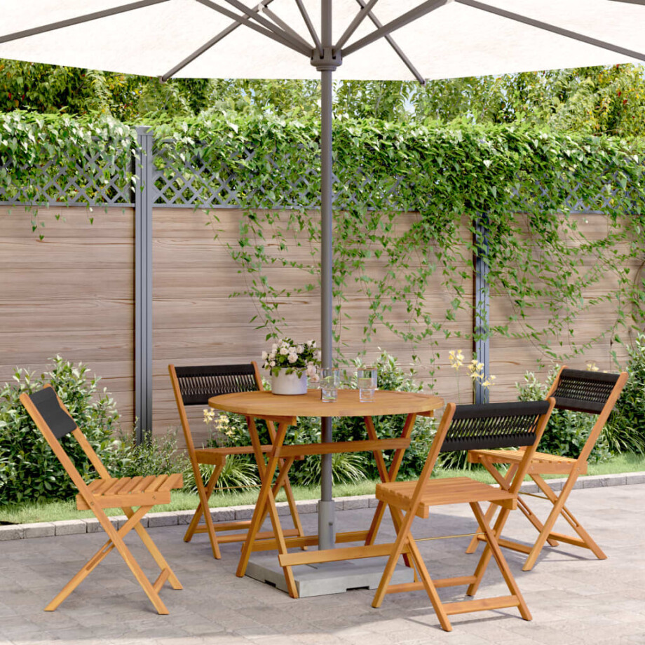 vidaXL 5-delige Tuinset polypropeen en massief hout zwart afbeelding 1