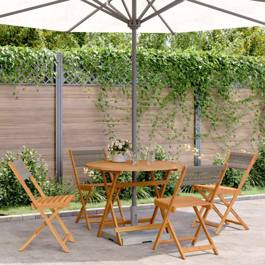 vidaXL 5-delige Tuinset polypropeen en massief hout grijs afbeelding 1