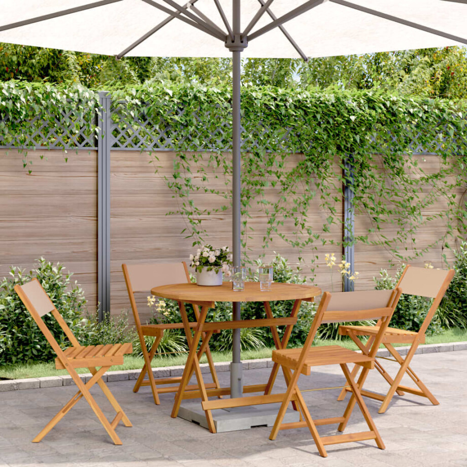 vidaXL 5-delige Tuinset massief hout en stof taupe afbeelding 1