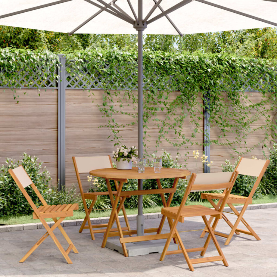 vidaXL 5-delige Tuinset massief hout en stof beige afbeelding 1