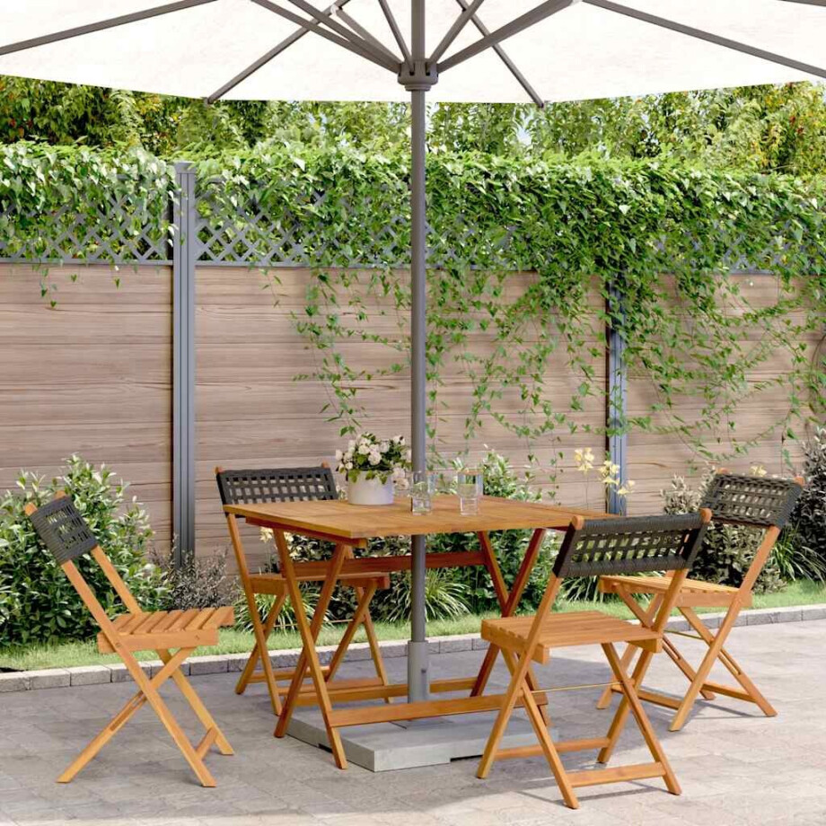 vidaXL 5-delige Tuinset poly rattan en massief hout zwart afbeelding 1