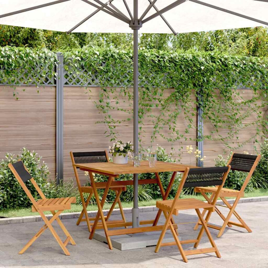 vidaXL 5-delige Tuinset polypropeen en massief hout zwart afbeelding 1