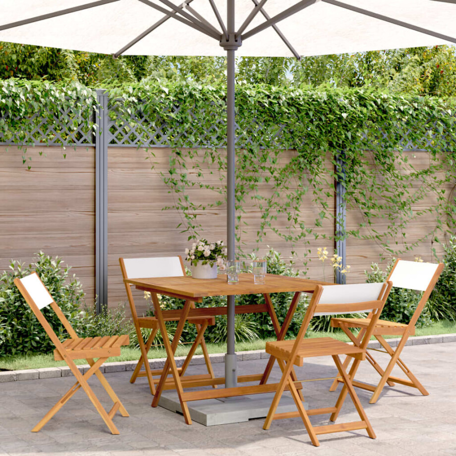 vidaXL 5-delige Tuinset massief hout en stof crèmewit afbeelding 1