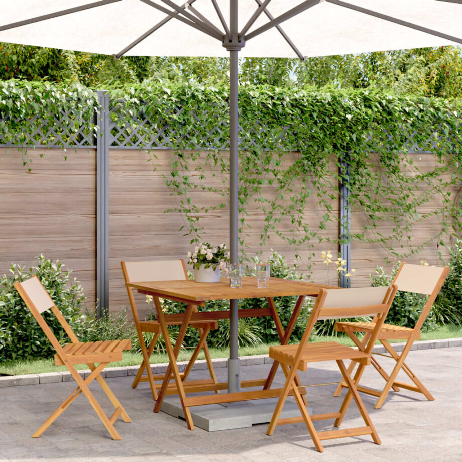 vidaXL 5-delige Tuinset massief hout en stof beige vidaXL 5-delige Tuinset massief hout en stof beige afbeelding 1