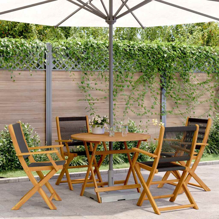 vidaXL 5-delige Tuinset polypropeen en massief hout zwart vidaXL 5-delige Tuinset polypropeen en massief hout zwart afbeelding 1