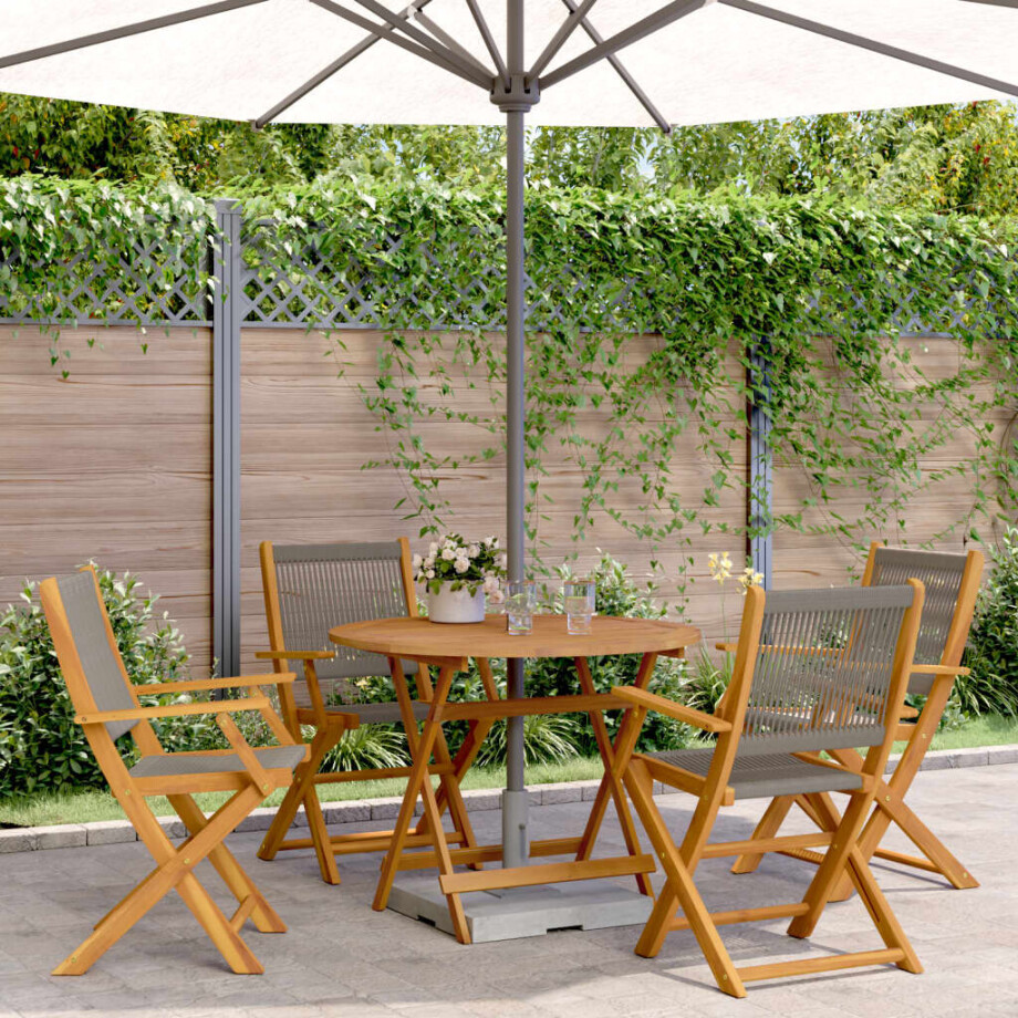 vidaXL 5-delige Tuinset polypropeen en massief hout grijs vidaXL 5-delige Tuinset polypropeen en massief hout grijs afbeelding 1