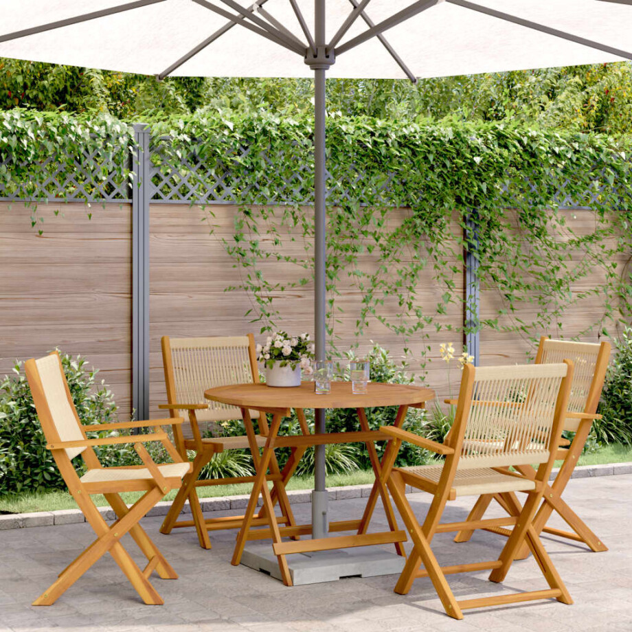 vidaXL 5-delige Tuinset polypropeen en massief hout beige vidaXL 5-delige Tuinset polypropeen en massief hout beige afbeelding 1