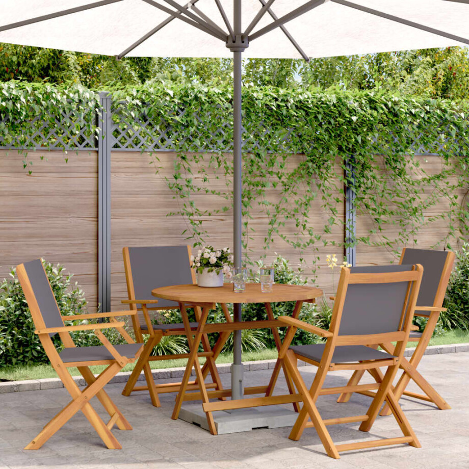 vidaXL 5-delige Tuinset massief hout en stof antracietkleurig afbeelding 1