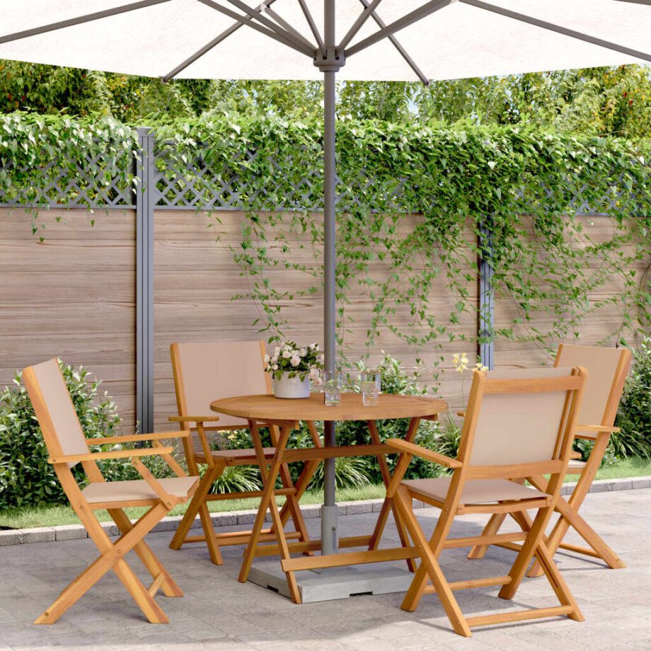 vidaXL 5-delige Tuinset massief hout en stof taupe afbeelding 1