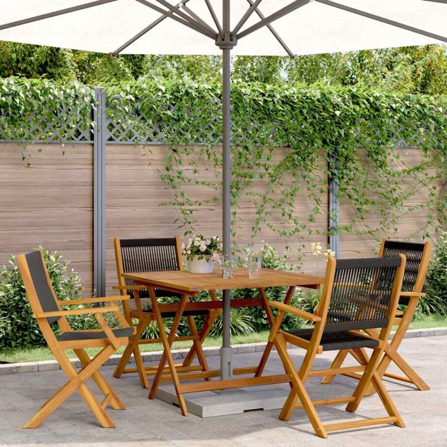 vidaXL 5-delige Tuinset polypropeen en massief hout zwart vidaXL 5-delige Tuinset polypropeen en massief hout zwart afbeelding 1