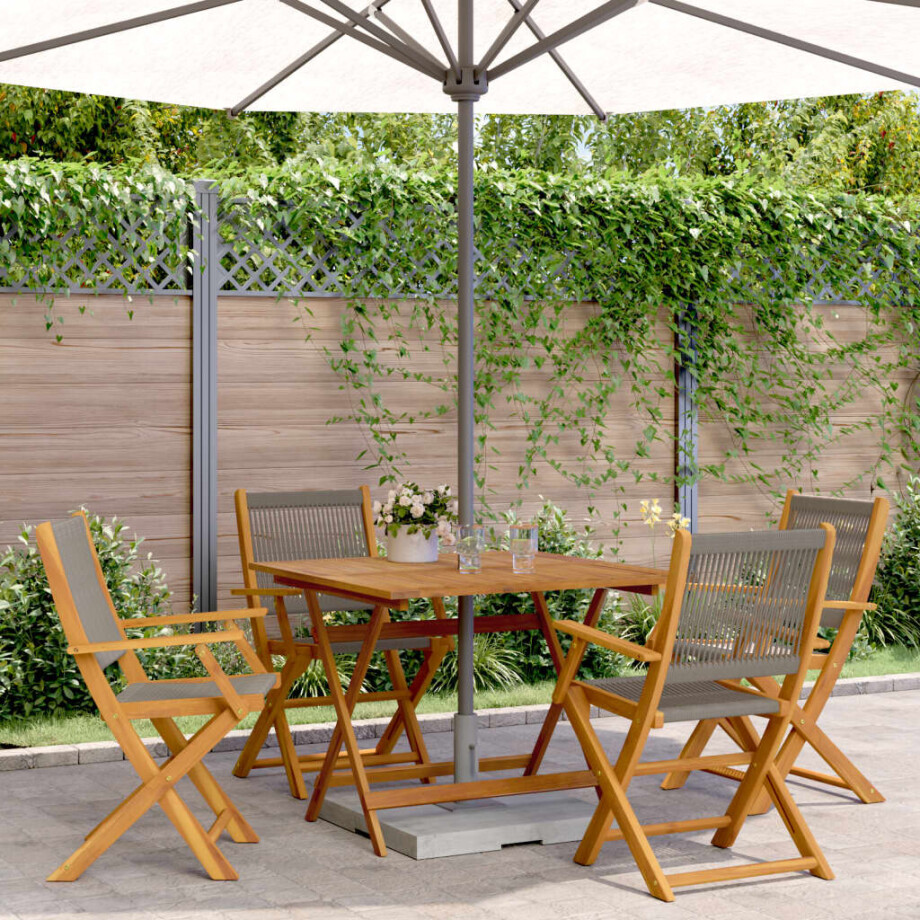 vidaXL 5-delige Tuinset polypropeen en massief hout grijs vidaXL 5-delige Tuinset polypropeen en massief hout grijs afbeelding 1