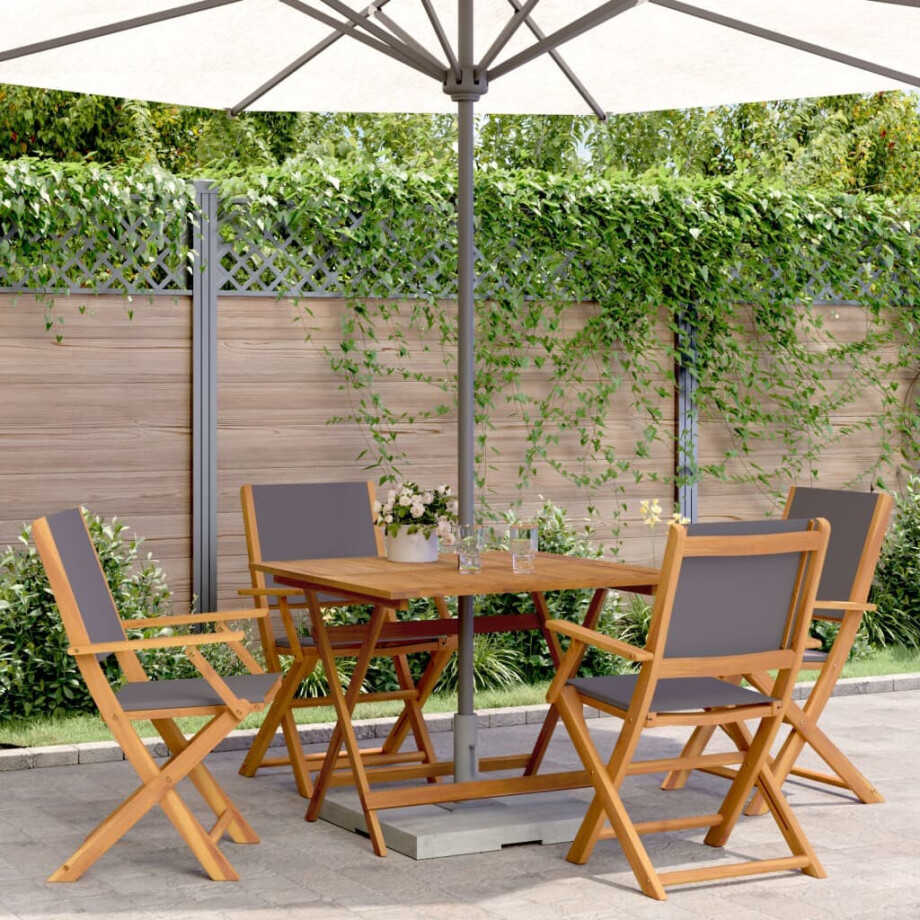 vidaXL 5-delige Tuinset massief hout en stof antracietkleurig afbeelding 1