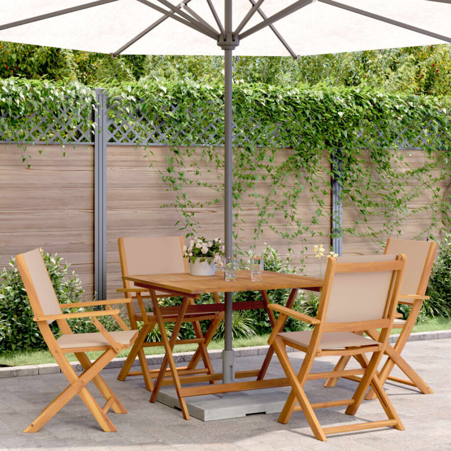 vidaXL 5-delige Tuinset massief hout en stof taupe afbeelding 1
