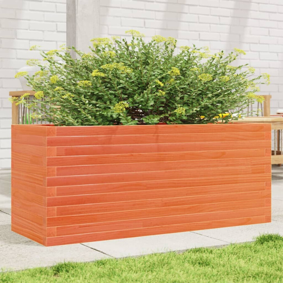 vidaXL Plantenbak 110x40x46 cm massief grenenhout wasbruin vidaXL Plantenbak 110x40x46 cm massief grenenhout wasbruin afbeelding 1