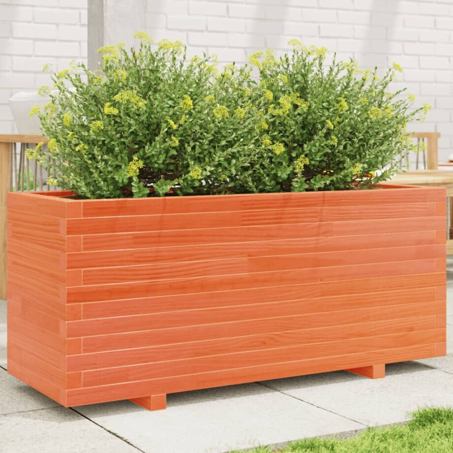 vidaXL Plantenbak 110x40x49,5 cm massief grenenhout wasbruin afbeelding 1