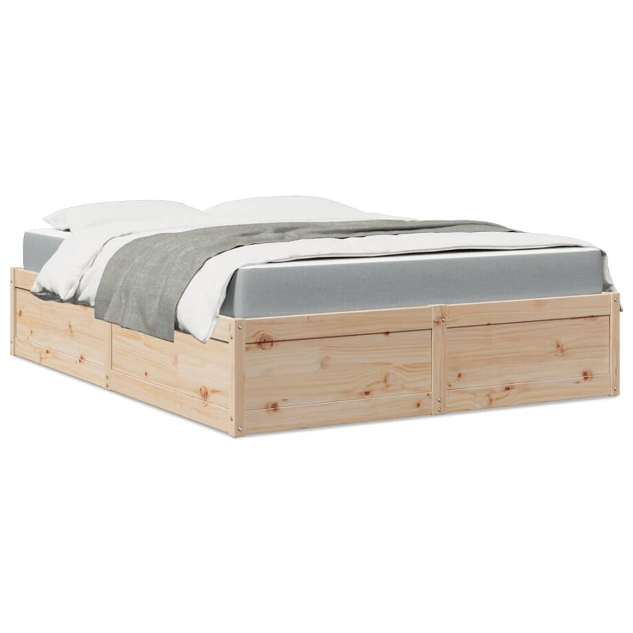 vidaXL Bed met matras massief grenenhout 140x200 cm vidaXL Bed met matras massief grenenhout 140x200 cm afbeelding 1