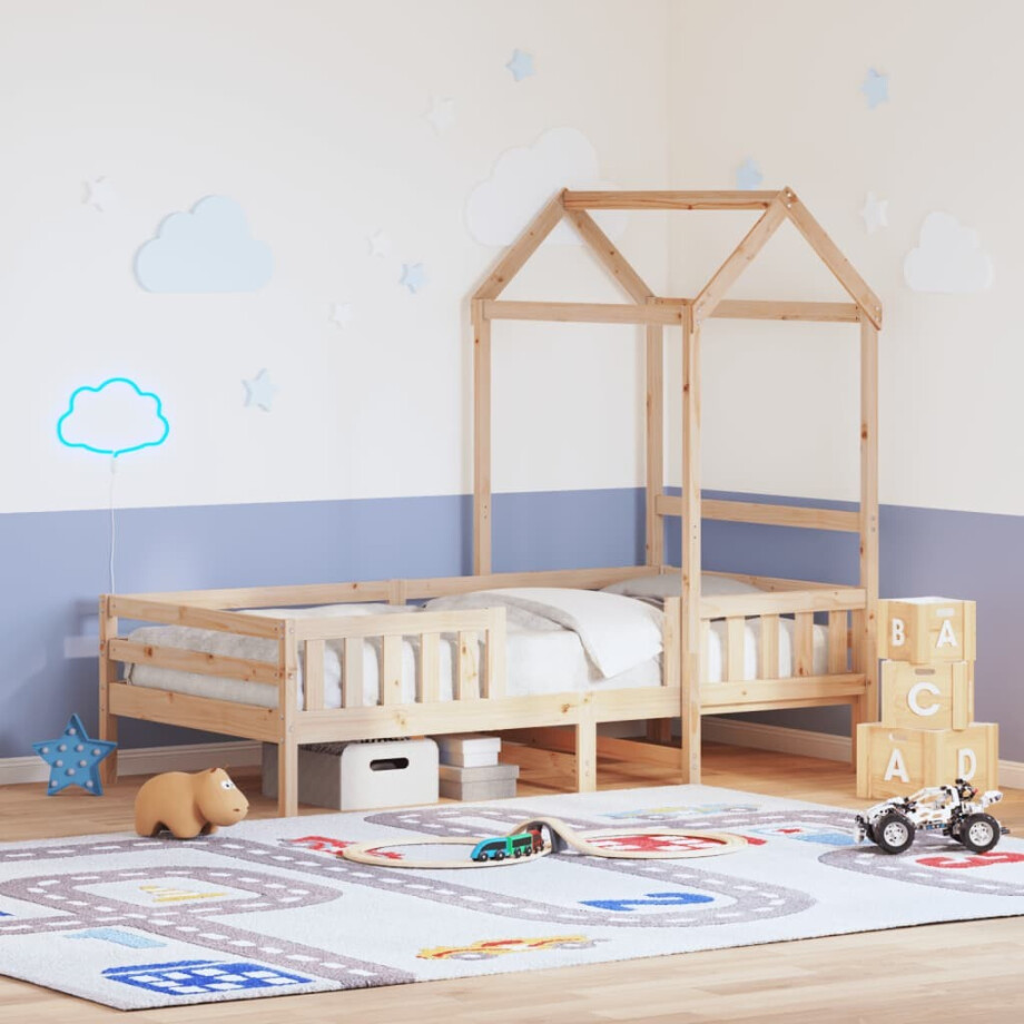 vidaXL Bedframe met huisje massief grenenhout 75x190 cm vidaXL Bedframe met huisje massief grenenhout 75x190 cm afbeelding 1
