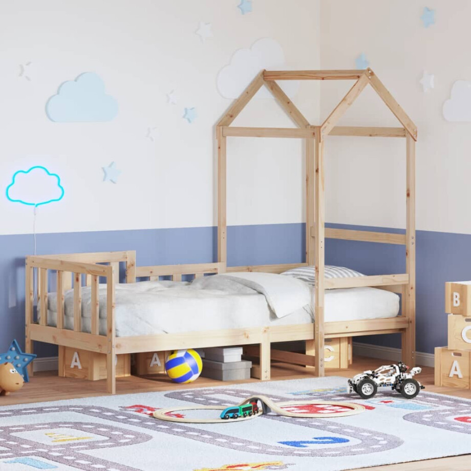 vidaXL Slaapbank met huisje 90x200 cm massief grenenhout vidaXL Slaapbank met huisje 90x200 cm massief grenenhout afbeelding 1