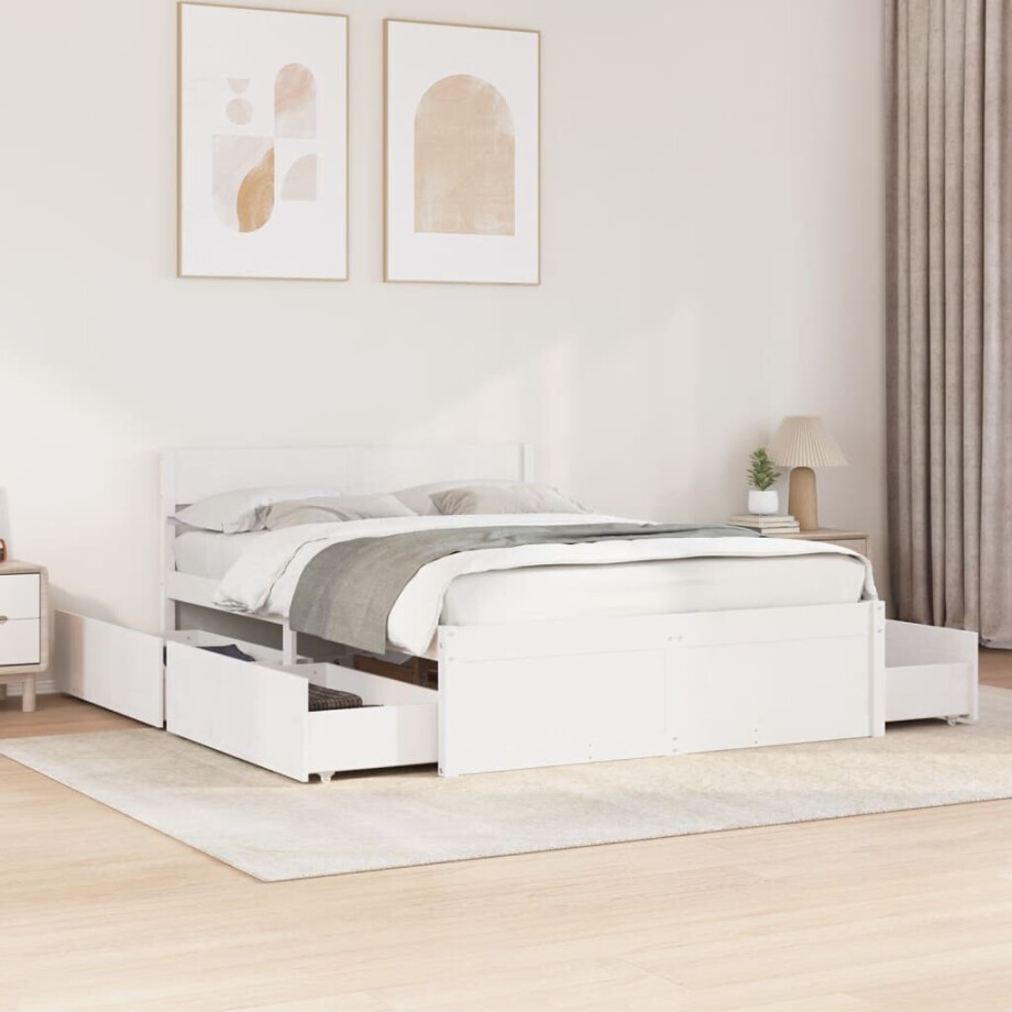vidaXL Bedframe zonder matras massief grenenhout wit 120x190 cm vidaXL Bedframe zonder matras massief grenenhout wit 120x190 cm afbeelding 1
