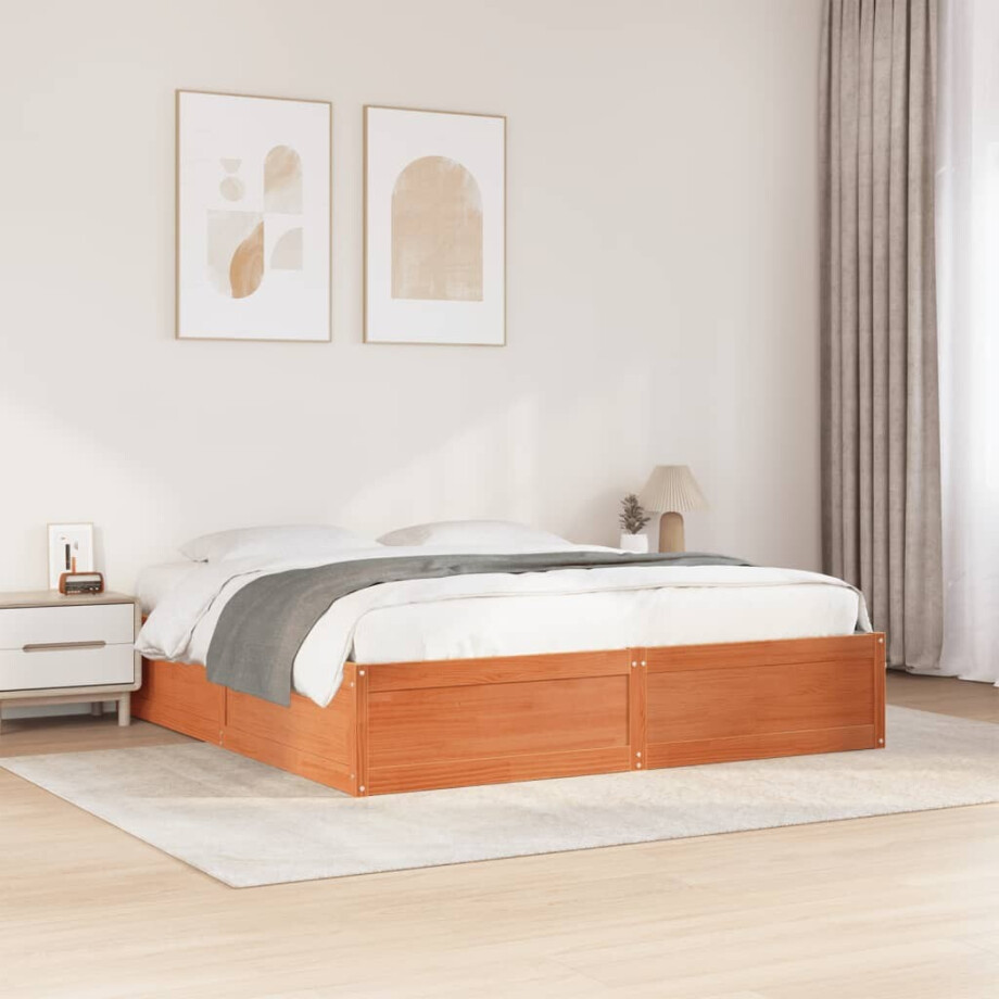 vidaXL Bedframe zonder matras massief grenenhout wasbruin 180x200 cm vidaXL Bedframe zonder matras massief grenenhout wasbruin 180x200 cm afbeelding 1
