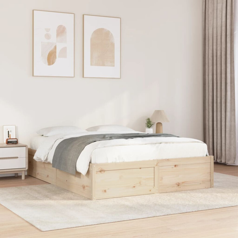 vidaXL Bedframe zonder matras massief grenenhout 140x190 cm vidaXL Bedframe zonder matras massief grenenhout 140x190 cm afbeelding 1