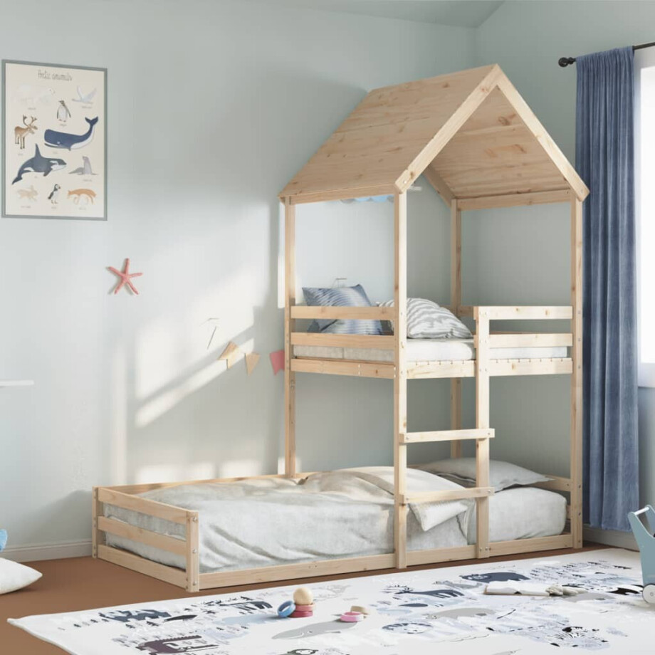 vidaXL Stapelbedframe zonder matras massief grenenhout 90x200 cm afbeelding 1
