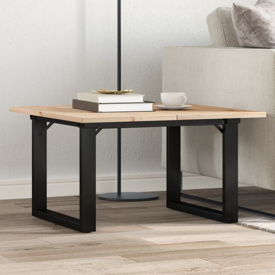 vidaXL Salontafel O-frame 70x70x40 cm massief grenenhout en staal vidaXL Salontafel O-frame 70x70x40 cm massief grenenhout en staal afbeelding 1