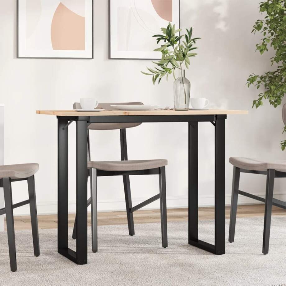 vidaXL Eettafel O-frame 100x50x75 cm massief grenenhout en staal vidaXL Eettafel O-frame 100x50x75 cm massief grenenhout en staal afbeelding 1