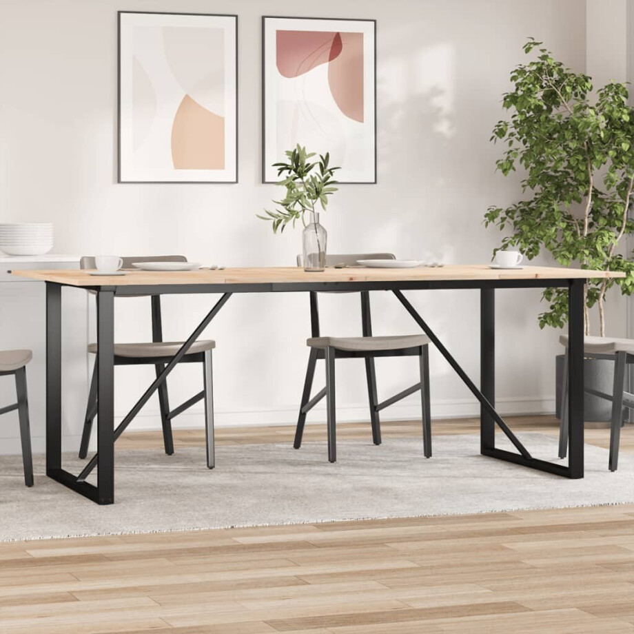 vidaXL Eettafel O-frame 200x100x75 cm massief grenenhout en staal vidaXL Eettafel O-frame 200x100x75 cm massief grenenhout en staal afbeelding 1