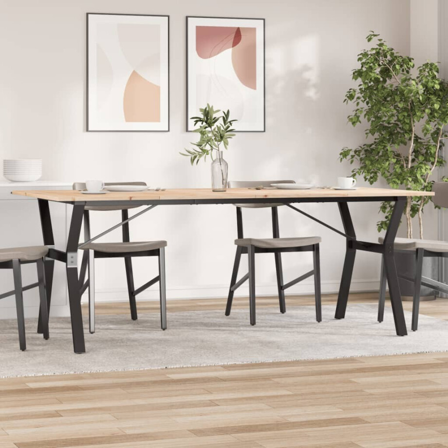 vidaXL Eettafel Y-frame 200x100x75 cm massief grenenhout en staal vidaXL Eettafel Y-frame 200x100x75 cm massief grenenhout en staal afbeelding 1