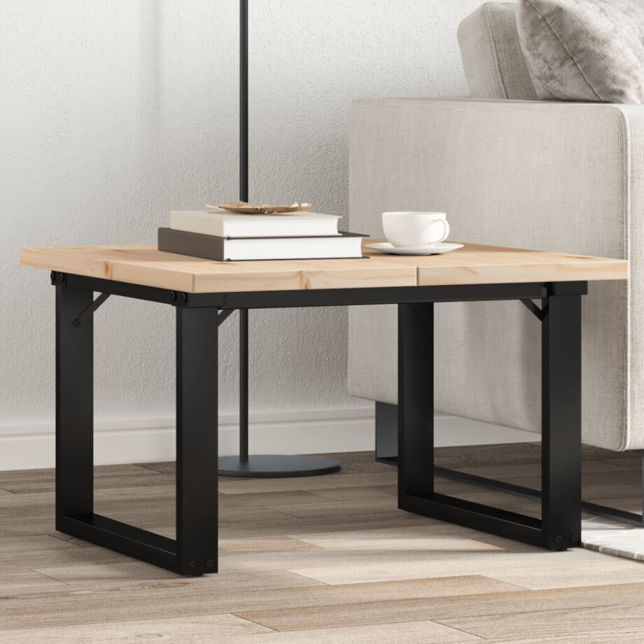 vidaXL Salontafel O-frame 70x70x40,5 cm grenenhout en staal vidaXL Salontafel O-frame 70x70x40,5 cm grenenhout en staal afbeelding 1