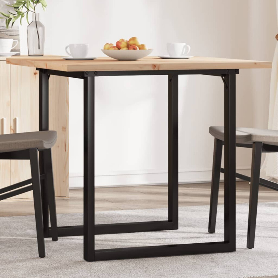 vidaXL Eettafel O-frame 80x80x75,5 cm massief grenenhout en staal afbeelding 1