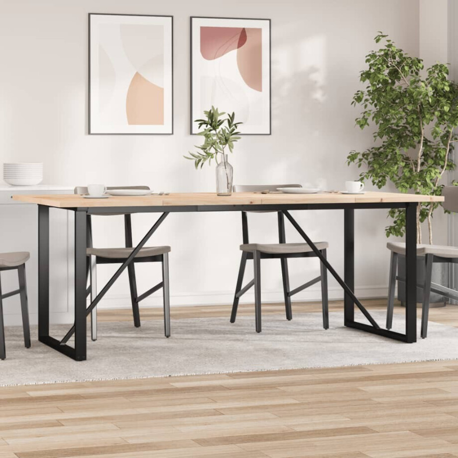 vidaXL Eettafel O-frame 200x100x75,5 cm grenenhout en staal vidaXL Eettafel O-frame 200x100x75,5 cm grenenhout en staal afbeelding 1