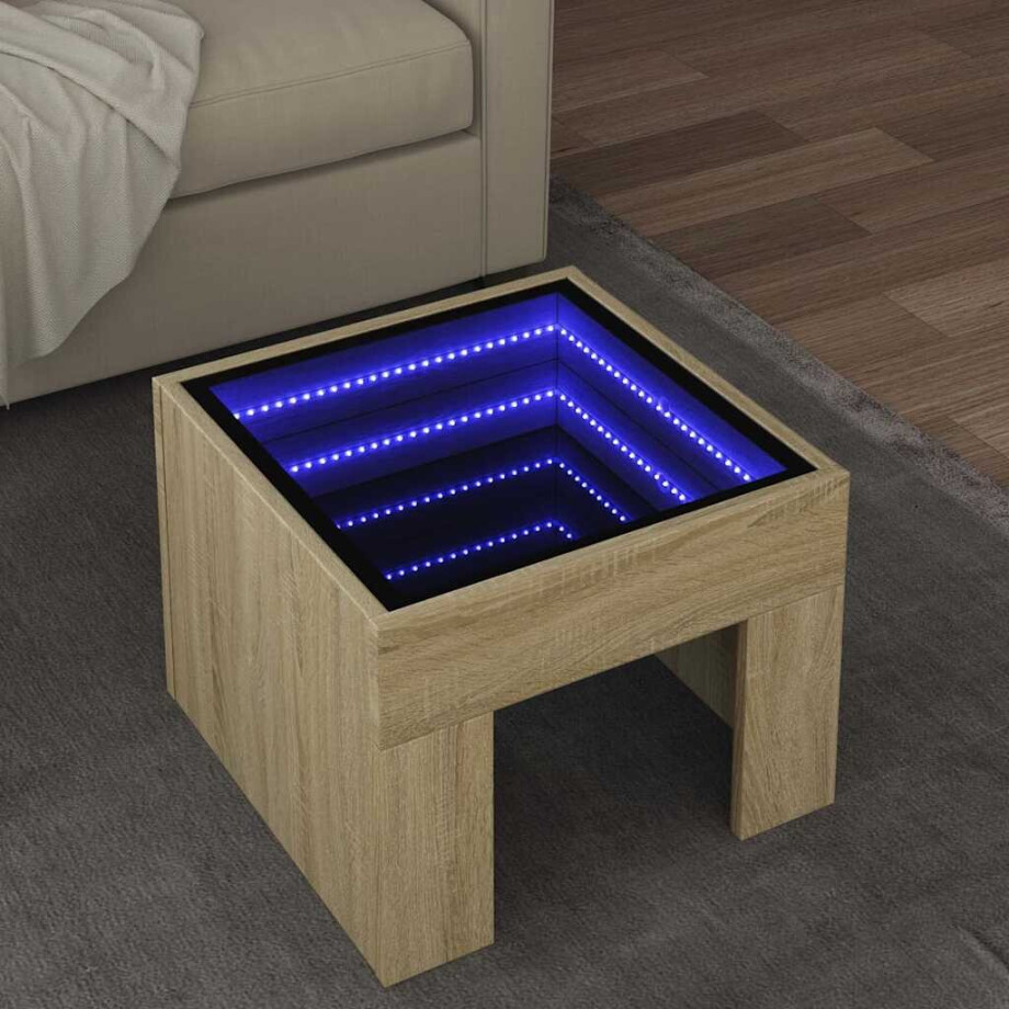 vidaXL Salontafel met Infinity LED 40x40x30 cm sonoma eikenkleurig vidaXL Salontafel met Infinity LED 40x40x30 cm sonoma eikenkleurig afbeelding 1